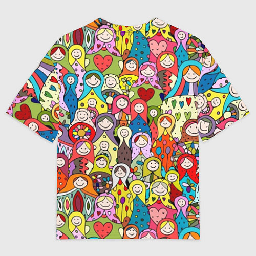 Женская футболка оверсайз Весёлые матрешки / 3D-принт – фото 2