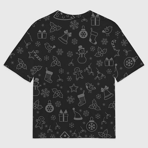 Женская футболка оверсайз Merry Christmas - french bulldog / 3D-принт – фото 2