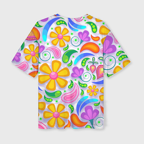 Женская футболка оверсайз Абстракция и цветы / 3D-принт – фото 2