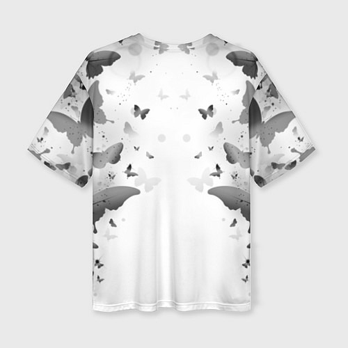 Женская футболка оверсайз BTS: Grey Butterflies / 3D-принт – фото 2