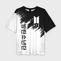 Футболка оверсайз женская BTS: White & Black, цвет: 3D-принт