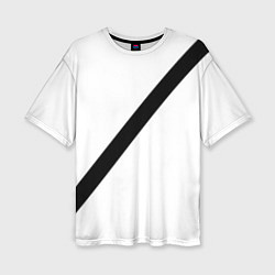 Футболка оверсайз женская Ремень безопасности - черная полоса прикол на бело, цвет: 3D-принт