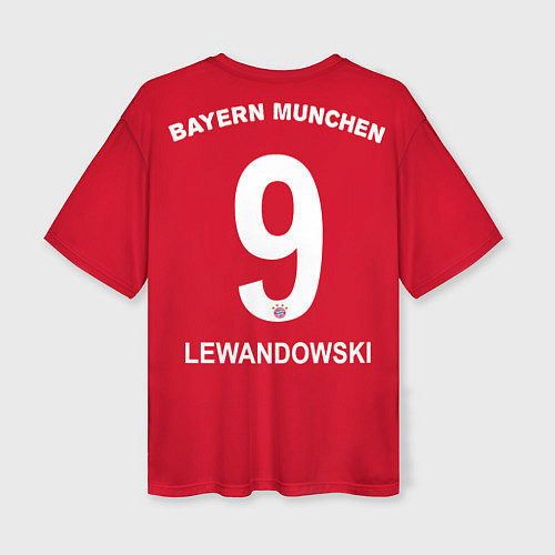 Женская футболка оверсайз FC Bayern: Lewandowski Home 19-20 / 3D-принт – фото 2