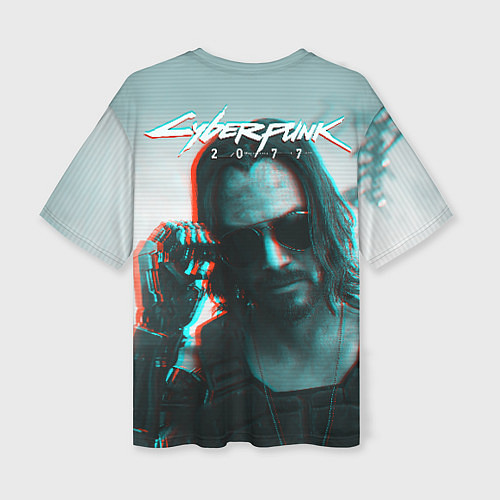 Женская футболка оверсайз Cyberpunk 2077: Keanu Reeves / 3D-принт – фото 2