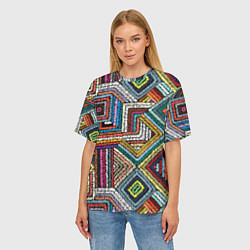 Футболка оверсайз женская Этнический орнамент вышивка, цвет: 3D-принт — фото 2