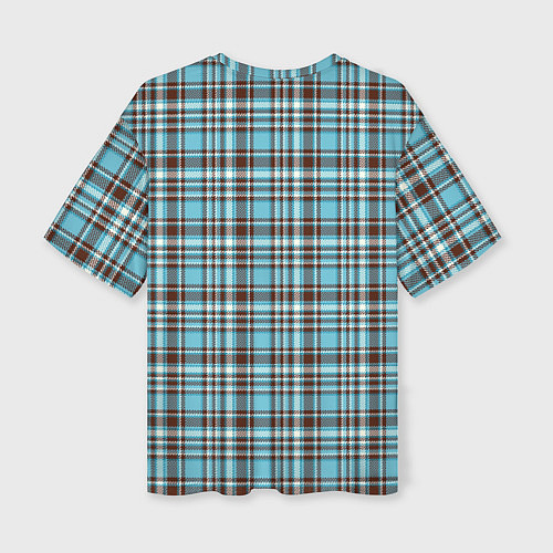 Женская футболка оверсайз Клетчатый голубой стиль рубашки / 3D-принт – фото 2