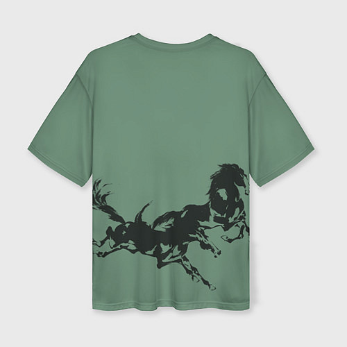 Женская футболка оверсайз Черные кони / 3D-принт – фото 2