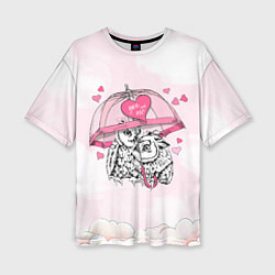 Женская футболка оверсайз Влюбленные совушки