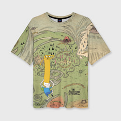 Женская футболка оверсайз Adventure time Map