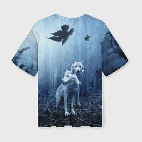 Женская футболка оверсайз Волки в тёмном лесу / 3D-принт – фото 2