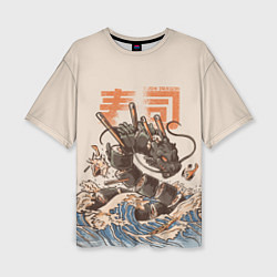 Женская футболка оверсайз Sushi dragon