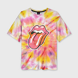 Женская футболка оверсайз Rolling Stones tie-dye
