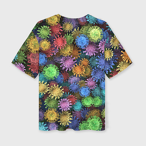 Женская футболка оверсайз Разноцветные вирусы / 3D-принт – фото 2