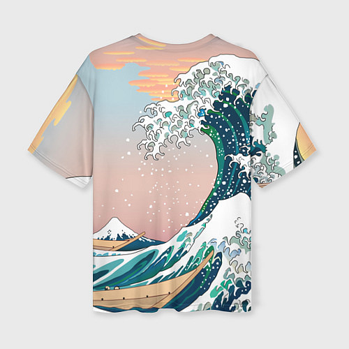 Женская футболка оверсайз Большая волна в канагаве / 3D-принт – фото 2