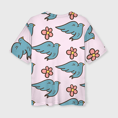 Женская футболка оверсайз Стайка птиц / 3D-принт – фото 2