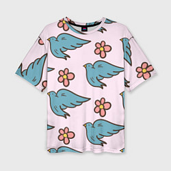 Женская футболка оверсайз Стайка птиц