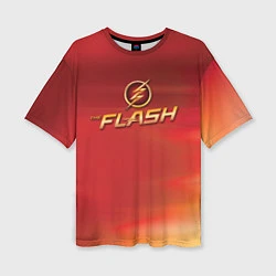 Женская футболка оверсайз The Flash Logo Pattern