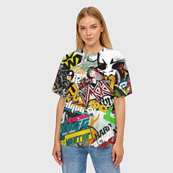 Футболка оверсайз женская Стикеры, цвет: 3D-принт — фото 2