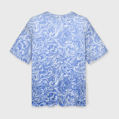 Женская футболка оверсайз Волны на голубом фоне / 3D-принт – фото 2