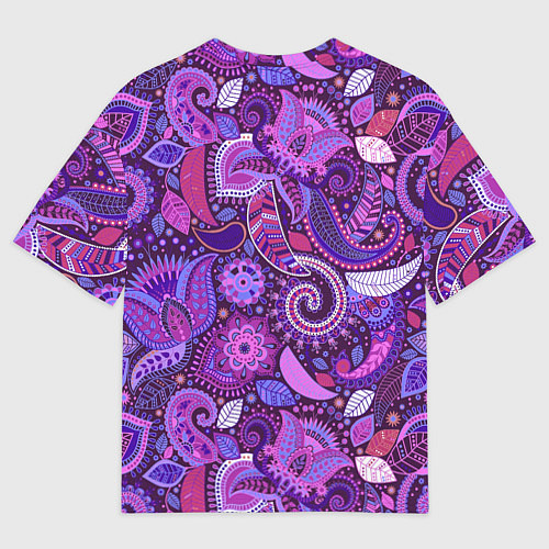 Женская футболка оверсайз Фиолетовый этнический дудлинг / 3D-принт – фото 2
