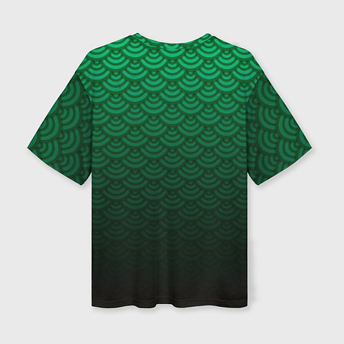 Женская футболка оверсайз Узор зеленая чешуя дракон / 3D-принт – фото 2