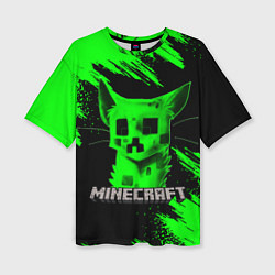 Футболка оверсайз женская MINECRAFT CREEPER CAT, цвет: 3D-принт