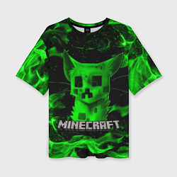 Женская футболка оверсайз MINECRAFT CREEPER CAT