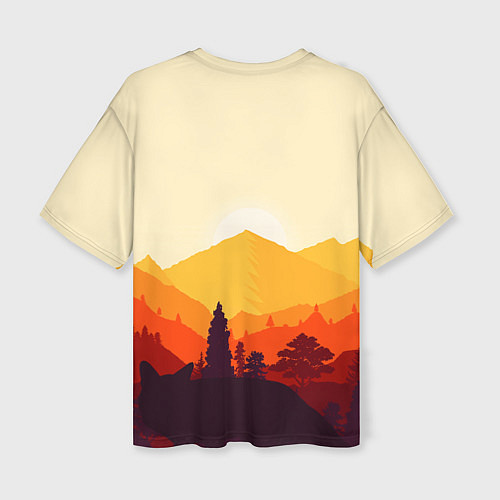 Женская футболка оверсайз Горы закат пейзаж лиса арт / 3D-принт – фото 2