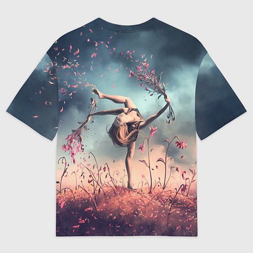 Женская футболка оверсайз Танцующая с цветами ведьма / 3D-принт – фото 2