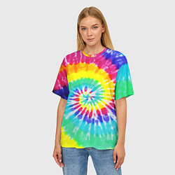 Футболка оверсайз женская TIE-DYE СТЕНА, цвет: 3D-принт — фото 2