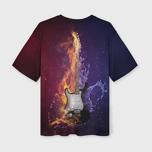 Женская футболка оверсайз Гитара огня / 3D-принт – фото 2