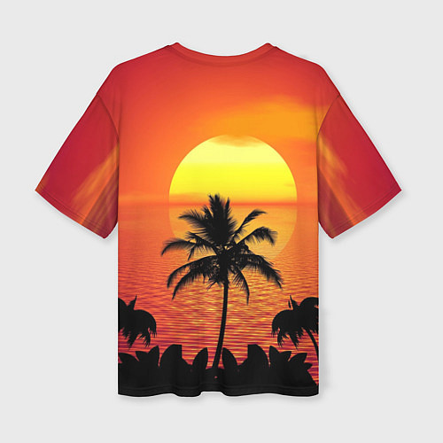 Женская футболка оверсайз Пальмы на фоне моря / 3D-принт – фото 2