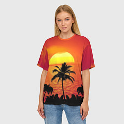 Футболка оверсайз женская Пальмы на фоне моря, цвет: 3D-принт — фото 2