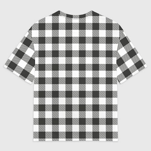 Женская футболка оверсайз Черно-белая клетка / 3D-принт – фото 2