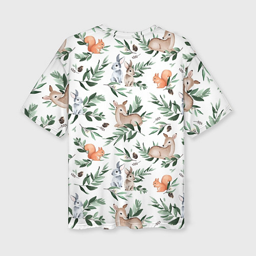 Женская футболка оверсайз Лесные животные / 3D-принт – фото 2