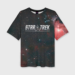 Женская футболка оверсайз Startrek iron logo and space