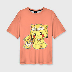 Женская футболка оверсайз Pikachu Pika Pika