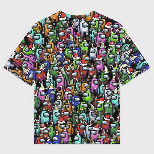 Женская футболка оверсайз Among Us С Новым Годом! / 3D-принт – фото 2