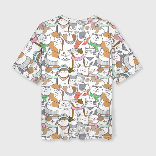 Женская футболка оверсайз Большая семья котиков / 3D-принт – фото 2