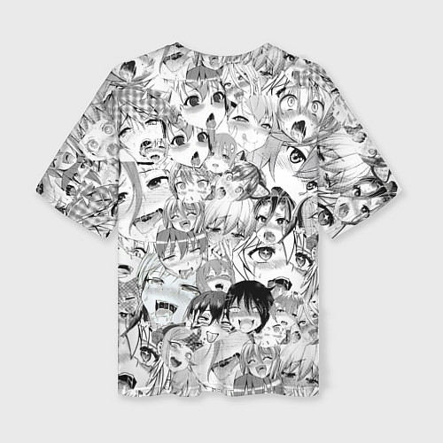 Женская футболка оверсайз Ahegao monochrome / 3D-принт – фото 2