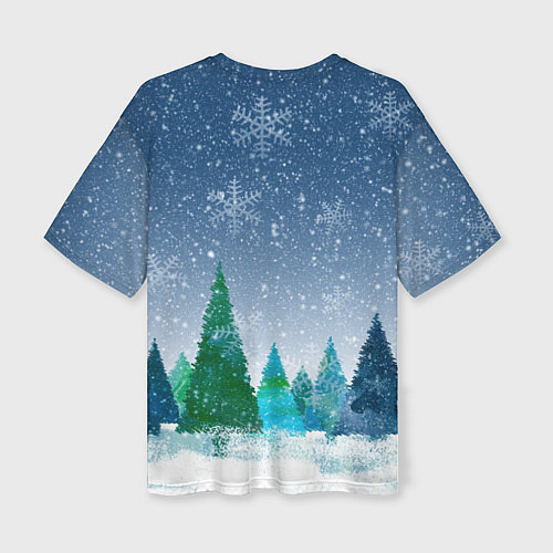 Женская футболка оверсайз Снежинки в лесу / 3D-принт – фото 2