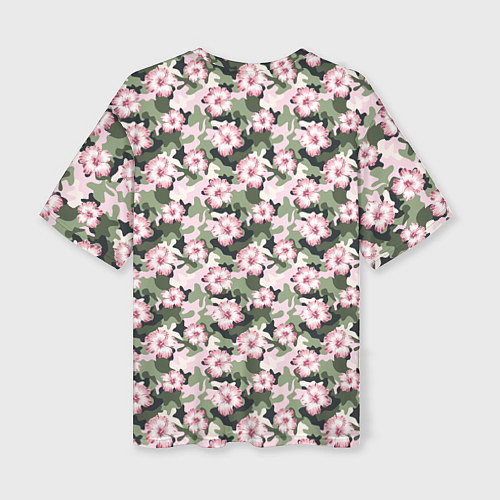 Женская футболка оверсайз Камуфляж из цветов / 3D-принт – фото 2