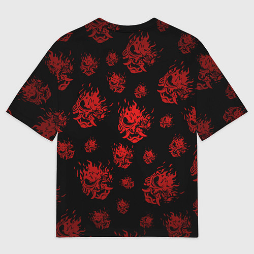 Женская футболка оверсайз Samurai pattern - красный / 3D-принт – фото 2