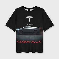 Женская футболка оверсайз TESLA kibertruck