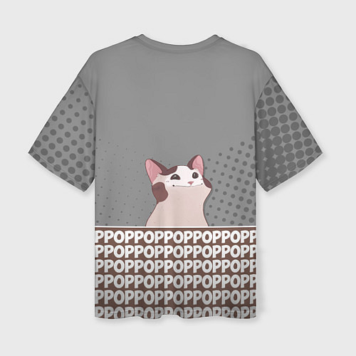 Женская футболка оверсайз Wide-Mouthed Popping Cat / 3D-принт – фото 2