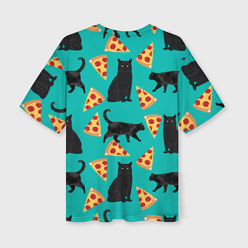Женская футболка оверсайз Котики и Пиццы / 3D-принт – фото 2