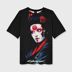 Женская футболка оверсайз Cyberpunk 2077 самурай