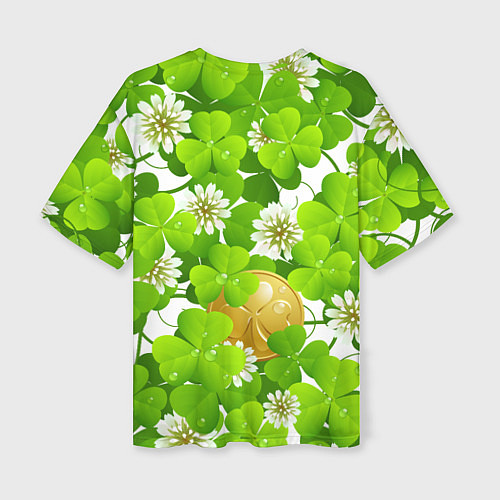Женская футболка оверсайз Ирландский Клевер и Монетка / 3D-принт – фото 2