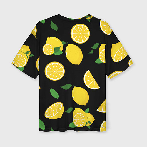Женская футболка оверсайз Лимоны на чёрном / 3D-принт – фото 2