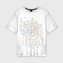 Женская футболка оверсайз Схема метро, МЦК, МЦД 2021